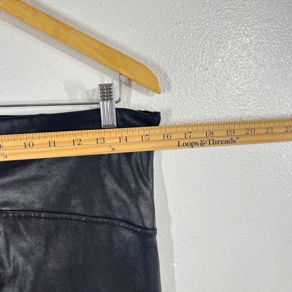 Spanx Faux Leather Leggings Women's 1X Tall Black Shaping High Rise Pant‎ - Picture 6 of 8